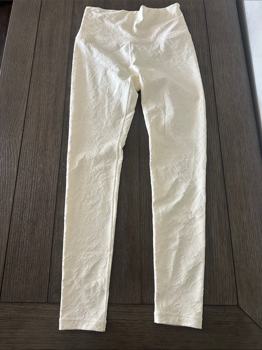 High-Waist Cream Textured Leggings